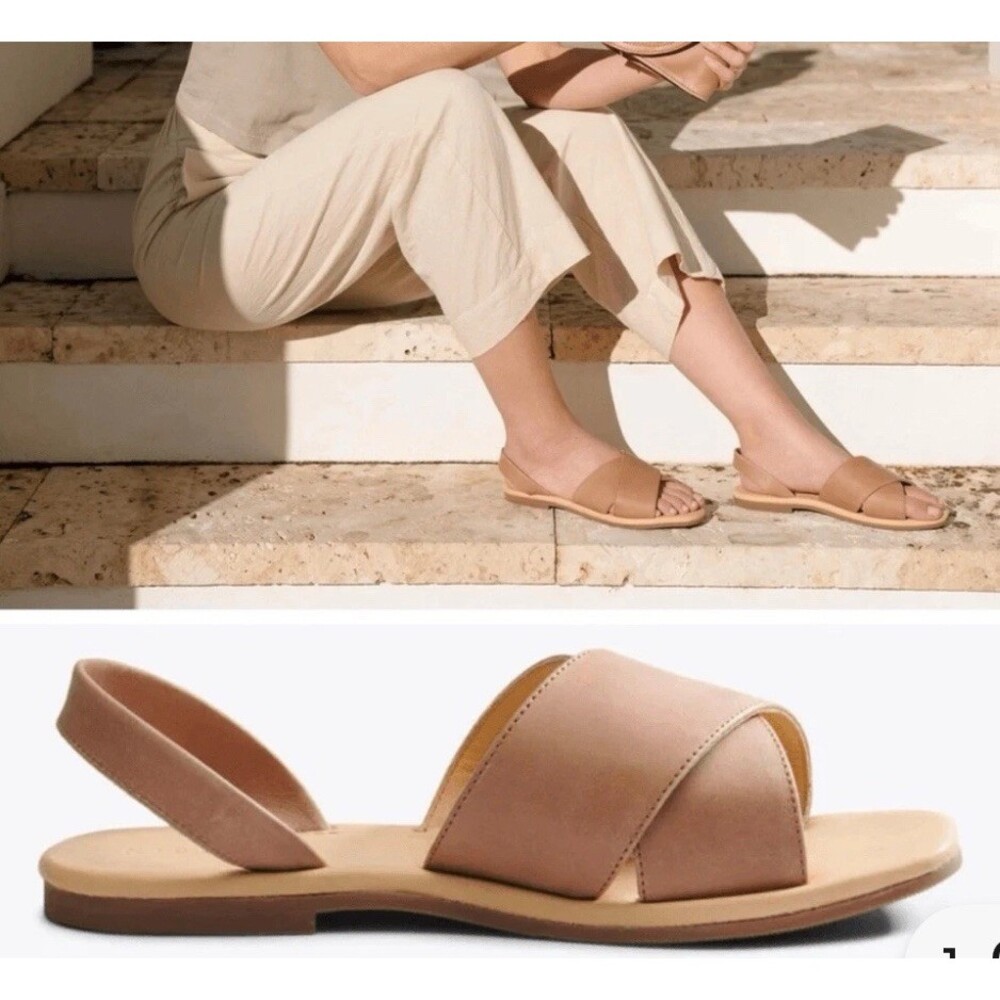 Nisolo Women’s All Day Tan Beige Sandals Strappy Cross 6.5 Leather Lace Up Ankle
